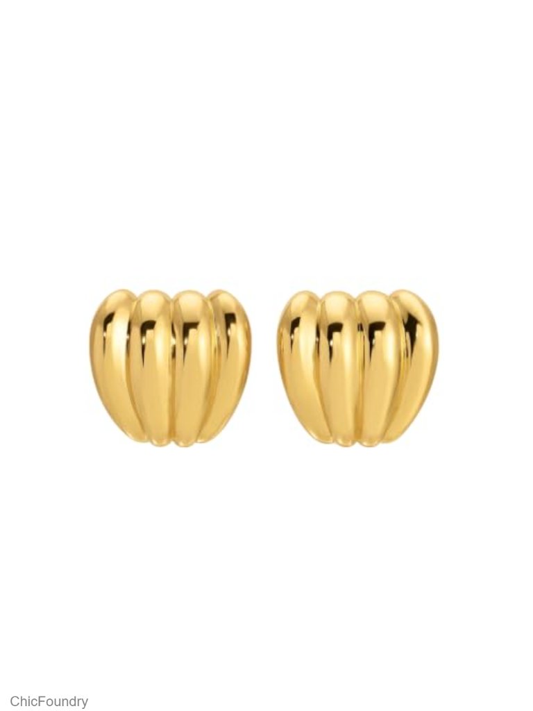 Ridged Dome Mini Stud Earrings Gold Tone Textured Lightweight Jewelry